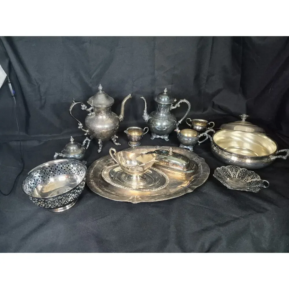 Vtg Silverplated WM Rogers Henley Service Set Tea Sugar Cream Butter Gravy Candy
